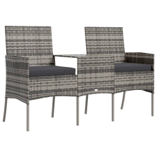 vidaXL kétszemélyes antracitszürke polyrattan kanapé teázóasztallal (317624) kerti bútor