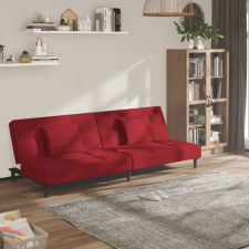 vidaXL Kétszemélyes bordó bársony kanapéágy két párnával bútor