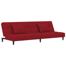 vidaXL kétszemélyes bordó bársony kanapéágy két párnával (375811) bútor