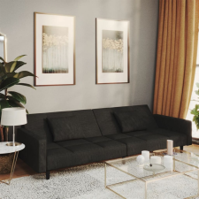 vidaXL Kétszemélyes fekete bársony kanapéágy 2 párnával bútor