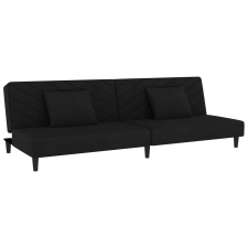 vidaXL kétszemélyes fekete bársony kanapéágy két párnával (375915) bútor