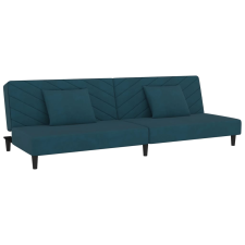 vidaXL kétszemélyes kék bársony kanapéágy két párnával (375909) bútor