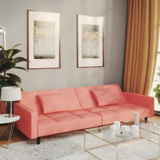 vidaXL kétszemélyes rózsaszín bársony kanapéágy 2 párnával bútor