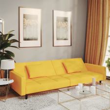 vidaXL kétszemélyes sárga bársony kanapéágy 2 párnával bútor