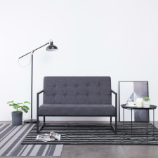 vidaXL kétszemélyes sötétszürke acél és szövet karfás kanapé bútor