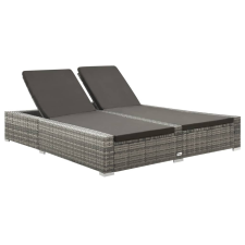 vidaXL kétszemélyes szürke polyrattan napozóágy kerti bútor