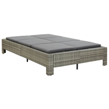 vidaXL kétszemélyes szürke polyrattan napozóágy párnával (46240) kerti bútor