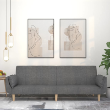 vidaXL kétszemélyes világosszürke szövet kanapéágy két párnával bútor