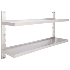 vidaXL kétszintes rozsdamentes acél falra szerelhető polc 150 x 30 cm (51049) bútor