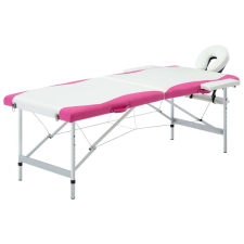 vidaXL kétzónás fehér és rózsaszín összecsukható alumínium masszázsasztal szépségápolási bútor