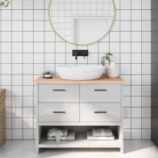 vidaXL kezeletlen tömör fa fürdőszobai pult 100 x 30 x 2 cm építőanyag
