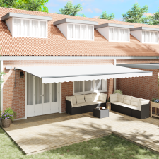 vidaXL Kézi Behúzható Napellenző LED-del Fehér 600x350 cm kerti bútor