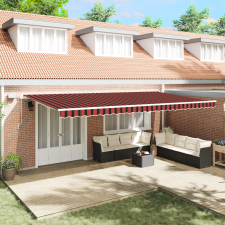 vidaXL Kézi Behúzható Napellenző LED-del Narancs és Barna 600x300 cm kerti bútor