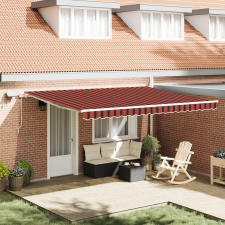vidaXL Kézi behúzható napellenző LED világítással, narancs és barna 450x300 cm kerti bútor
