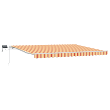 vidaXL Kézi behúzható napernyő LED-del sárga és narancs 450x350 cm (3331090) kerti bútor