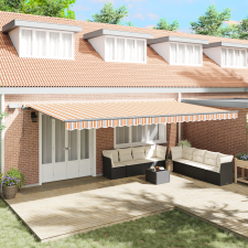 vidaXL Kézi behúzható napernyő LED színes csíkkal 600x300 cm kerti bútor