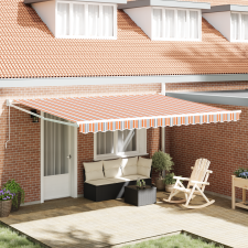 vidaXL Kézi Behúzható Napernyő Multiszínű Csík 450x300 cm kerti bútor