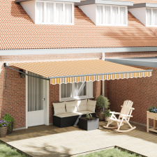 vidaXL kézi behúzható napernyő multiszínű csíkozás 450x300 cm kerti bútor