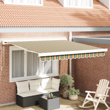 vidaXL Kézi Teleszkópos Napernyő Zöld és Sárga 300x250 cm kerti bútor
