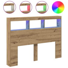 vidaXL kézműves tölgy áthidalószekrény LED-ekkel 140 x 17 x 102 cm (863129) ágy és ágykellék