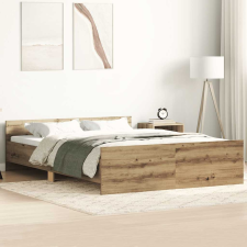 vidaXL kézműves tölgy szerelt fa ágykeret matrac nélkül 150x200 cm ágy és ágykellék