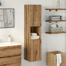 vidaXL kézműves tölgy szerelt fa függő fürdőszobaszekrény 30x30x130 cm (856222) fürdőszoba bútor