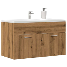 vidaXL kézműves tölgy szerelt fa mosdószekrény 80x38,5x46 cm fürdőszoba bútor