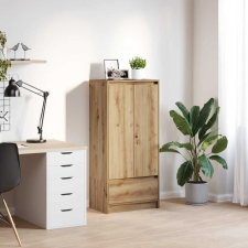 vidaXL kézműves tölgy szerelt fa szekrény fiókkal 55,5x34x119,5 cm bútor