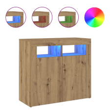 vidaXL kézműves tölgy szerelt fa tálalószekrény LED-ekkel 80x35x75 cm (856362) bútor