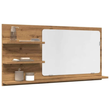 vidaXL kézműves tölgy szerelt fa tükrös fürdőszobaszekrény 90x11x45 cm fürdőszoba bútor