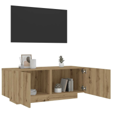 vidaXL kézműves tölgy szerelt fa TV-szekrény LED-ekkel 100x35x40 cm bútor