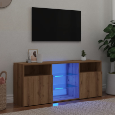 vidaXL kézműves tölgy szerelt fa TV-szekrény LED-ekkel 120x30x50 cm bútor