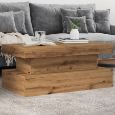 vidaXL kézműves tölgy színű dohányzóasztal LED-lámpákkal 90x50x40 cm bútor