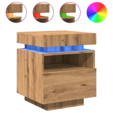 vidaXL kézműves tölgy színű éjjeliszekrény LED-fényekkel 40x39x48,5 cm (857660) bútor