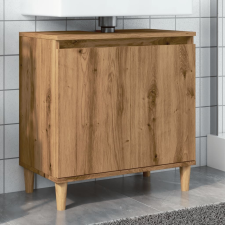 vidaXL kézműves tölgy színű szerelt fa mosdószekrény 58x33x60 cm fürdőszoba bútor