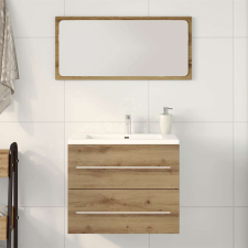 vidaXL kézműves tölgy színű szerelt fa mosdószekrény 60x38,5x48 cm fürdőszoba bútor