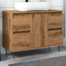 vidaXL kézműves tölgy színű szerelt fa mosdószekrény 80 x 33 x 60 cm fürdőszoba bútor