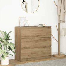 vidaXL Kézműves tölgy színű szerelt fa tálalószekrény 80x35x76 cm bútor
