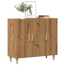 vidaXL kézműves tölgy színű szerelt fa tálalószekrény 90 x 34 x 80 cm bútor