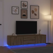 vidaXL kézműves tölgy színű TV-szekrény LED-lámpákkal 193,5x41x50 cm bútor