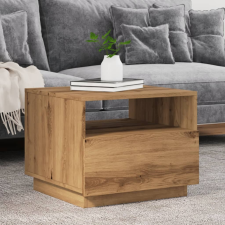 vidaXL kézműves tölgyszínű dohányzóasztal LED-lámpákkal 50x49x40 cm bútor
