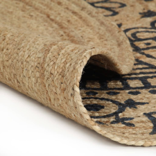 vidaXL kézzel font jutaszőnyeg sötétkék mintával 120 cm (133702) lakástextília