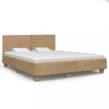vidaXL Kézzel font valódi rattan ágykeret 180 x 200 cm ágy és ágykellék