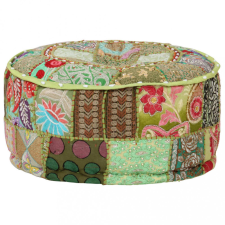 vidaXL Kézzel készült kerek zöld pamut patchwork puff 40 x 20 cm bútor