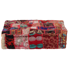 vidaXL kézzel készült piros pamut patchwork kocka puff 50x50x12 cm bútor