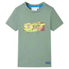 vidaXL Khaki rövid ujjú gyerekpóló 116