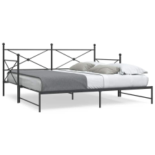 vidaXL kihúzható kanapéágy matrac nélkül fekete 107x203 cm acél ágy és ágykellék