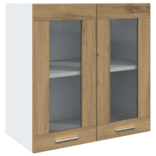 vidaXL konyhai fali szekrény üvegajtóval kézműves tölgy 60x31x60 cm (856168) bútor