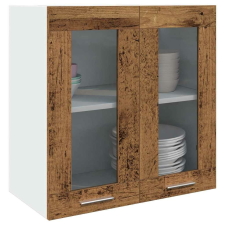 vidaXL konyhai fali szekrény üvegajtóval régi fa 60x31x60 cm bútor