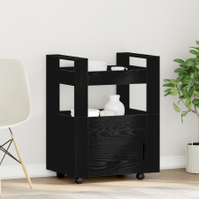 vidaXL Konyhai Kocsi Fekete Tölgy 60x45x80 cm Mérnöki Fa bútor